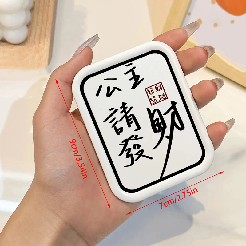 Chinese Style Flip-Top Folding Makeup Mirror Portable Pocket Mirror Women Rectangle Cosmetic Make Up Mirror With Comb