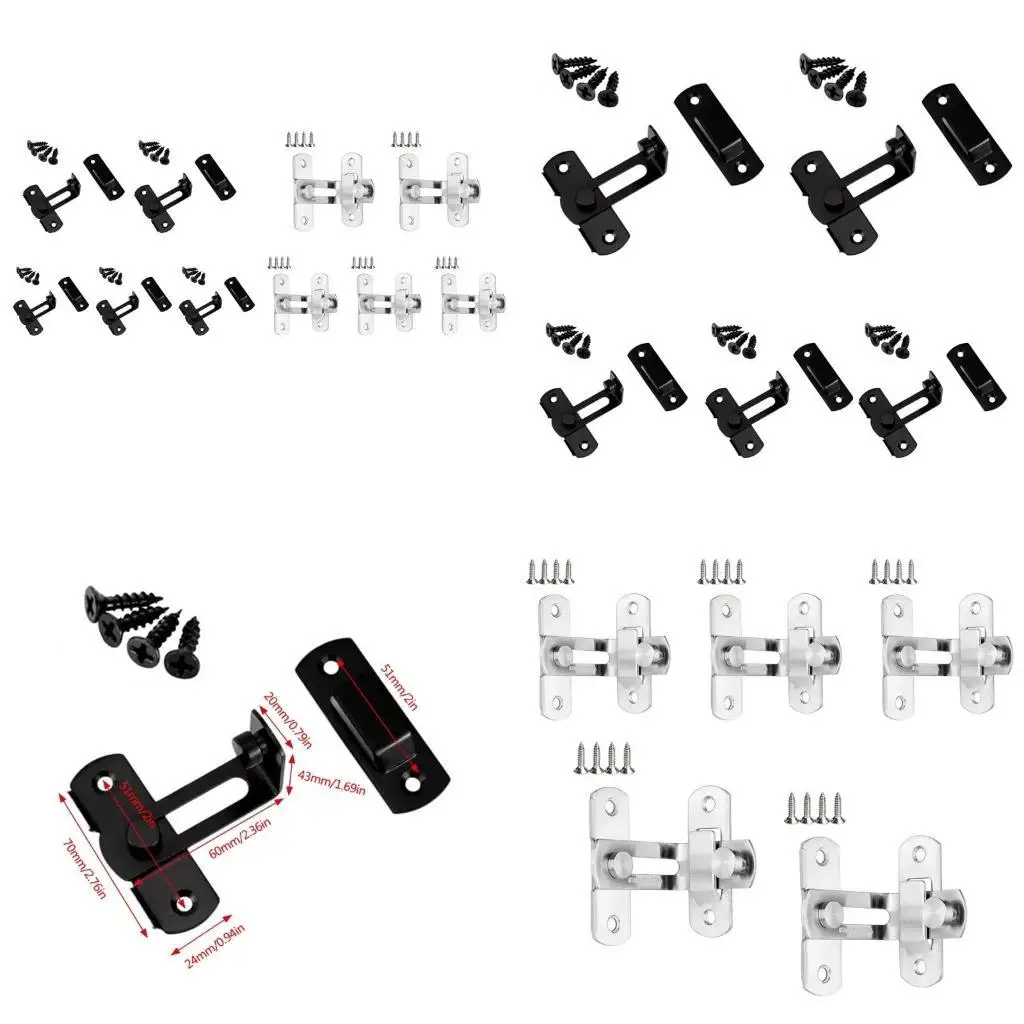 

652F Pack of 5 Steel Door latches Heavy Duty 90 Degree angles Lock Security for House