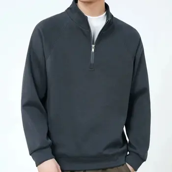 스탠드 칼라 풀오버 후디 플러스 플리스, 겨울 하프 지퍼 탑, Y2K 레저 대학 패션, 루즈 코트, 용수철 및 가을, 2024 신상 