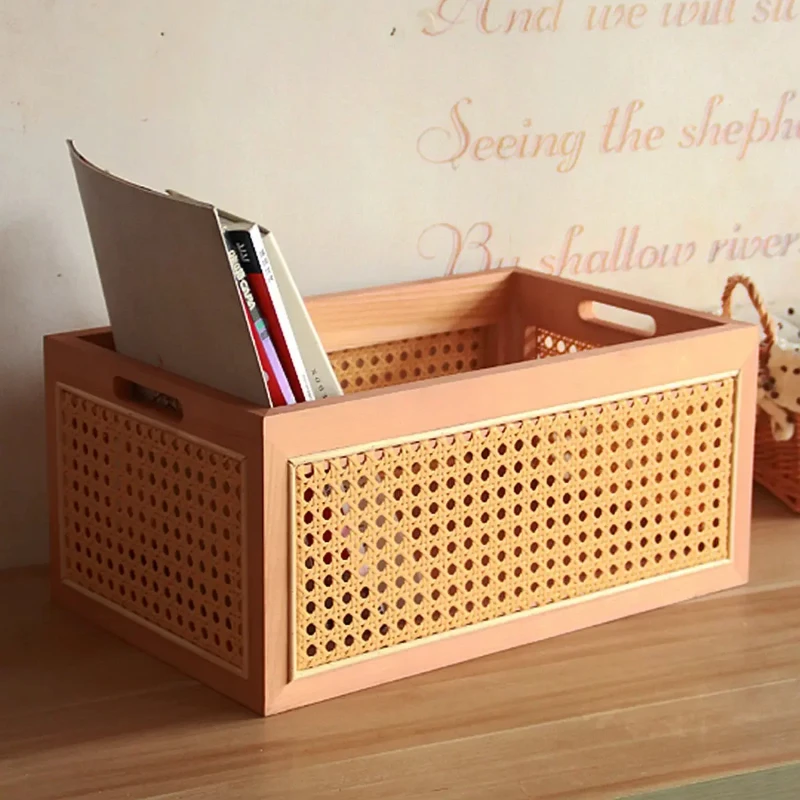 Japanese storage box made of rattan solid wood coffee table snack box glove box toy bamboo woven storage basket storage basket