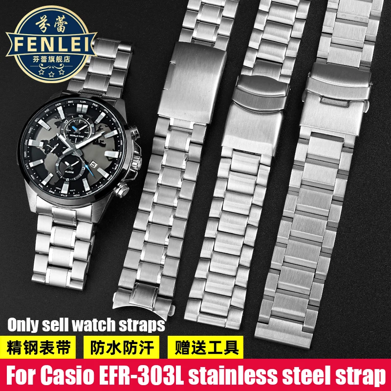 Ремешок для часов из нержавеющей стали для Casio, женский ремешок для часов ручной работы MDV 107 MDV-106/303D Φ MTP1375 Swordfish, мужской изогнутый ремешок для часов 22 мм