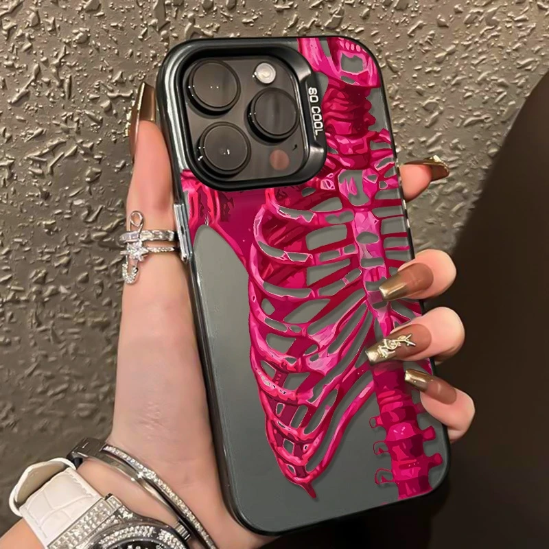 

For Samsung Galaxy A56 A55 A54 A53 A52 A36 A35 A34 A26 A25 A16 Pink Skull Pattern Cover For S25 S24 S23 S22 S21 Ultra Plus FE 5G