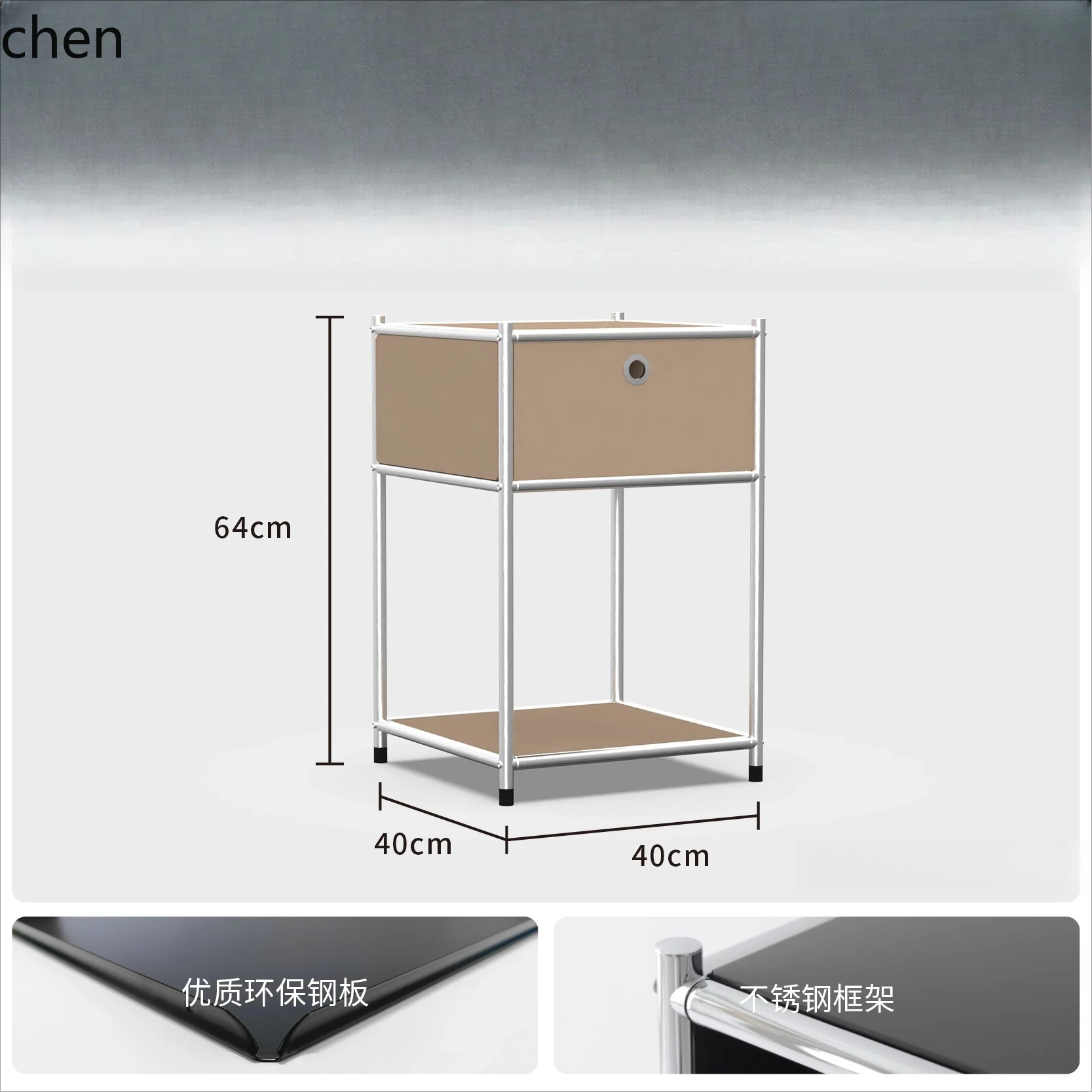 ZML Bedside Table Home Bedroom Small Storage Rack Vintage Modular Storage Cabinet Iron Art Side Cabinet