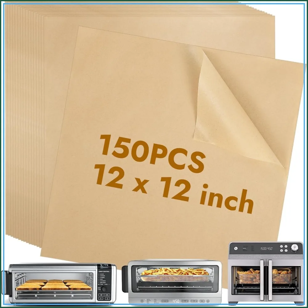 

12-Inch 150PCS Disposable Air Fryer Paper Liners for Ninja SP151/SP101/SP201/SP301, Unbleached Parchment Paper for Toaster Oven