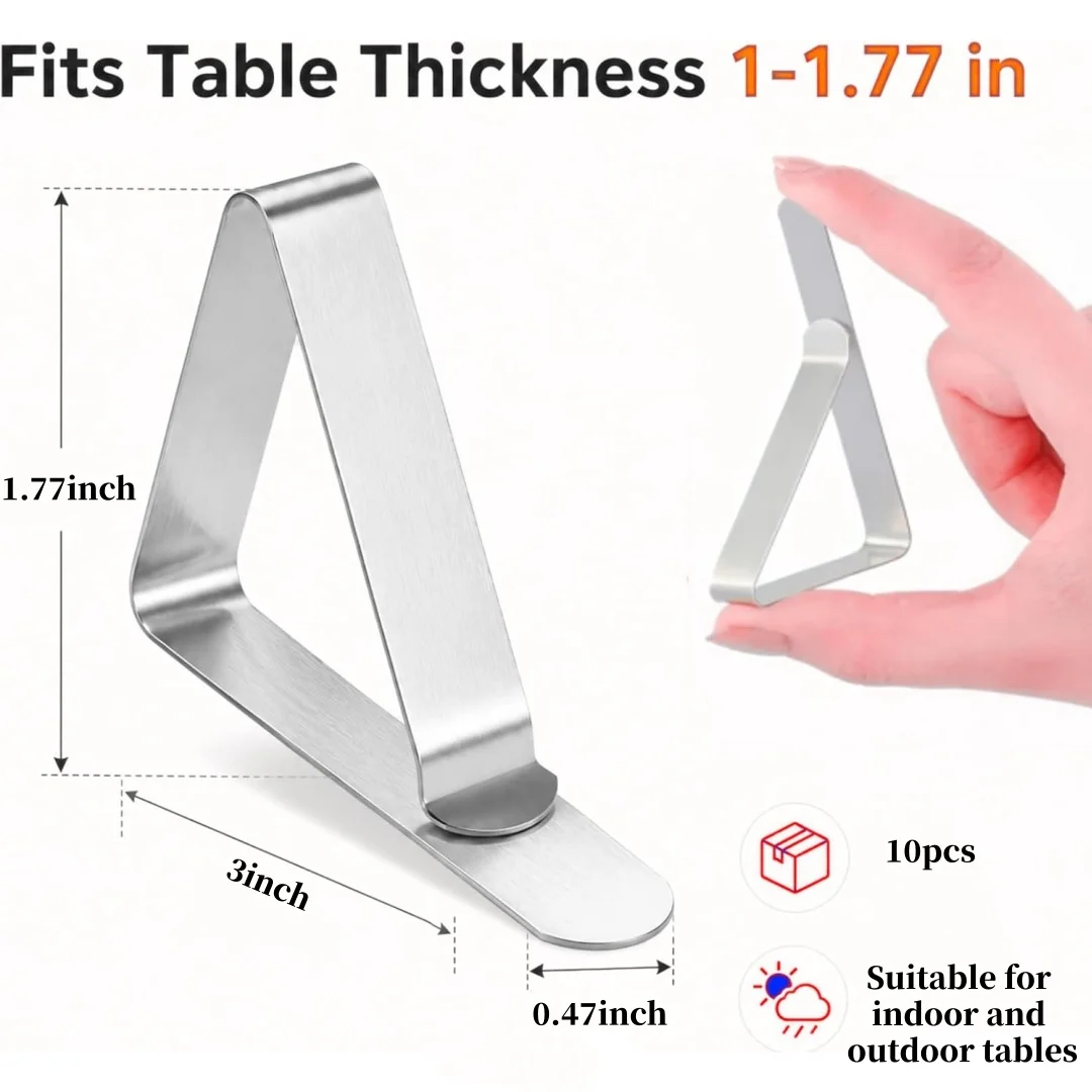 Stainless steel anti rust table clip, anti slip fixing clip, suitable for home, restaurant, party, dining table, outdoor picnic - view 2
