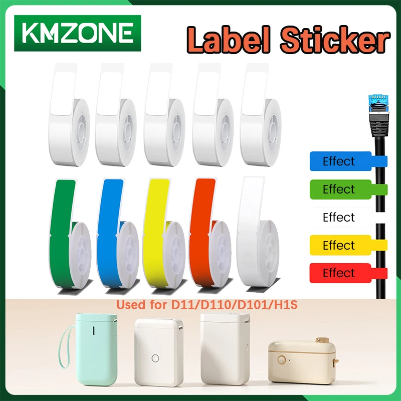 NIIMBOT Thermal Paper Self-adhesive Labels for D11 D101 D110 Mini Printer White Waterproof Sticker Colorful Cable Tape Rolls