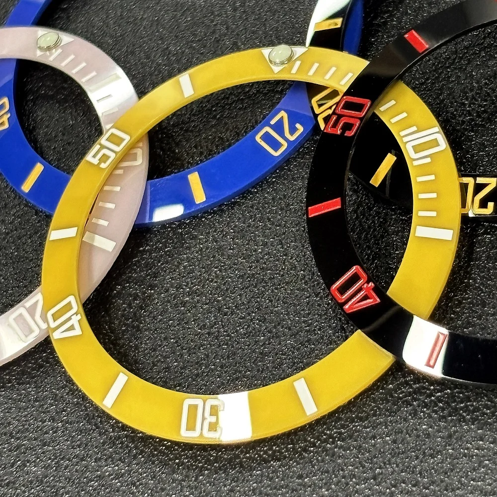 38mm Diver Series Perline luminose orologio lunetta in ceramica Fit 40mm Diver Watch Case NH35 NH34 GMT Orologio da uomo Parte Accessori