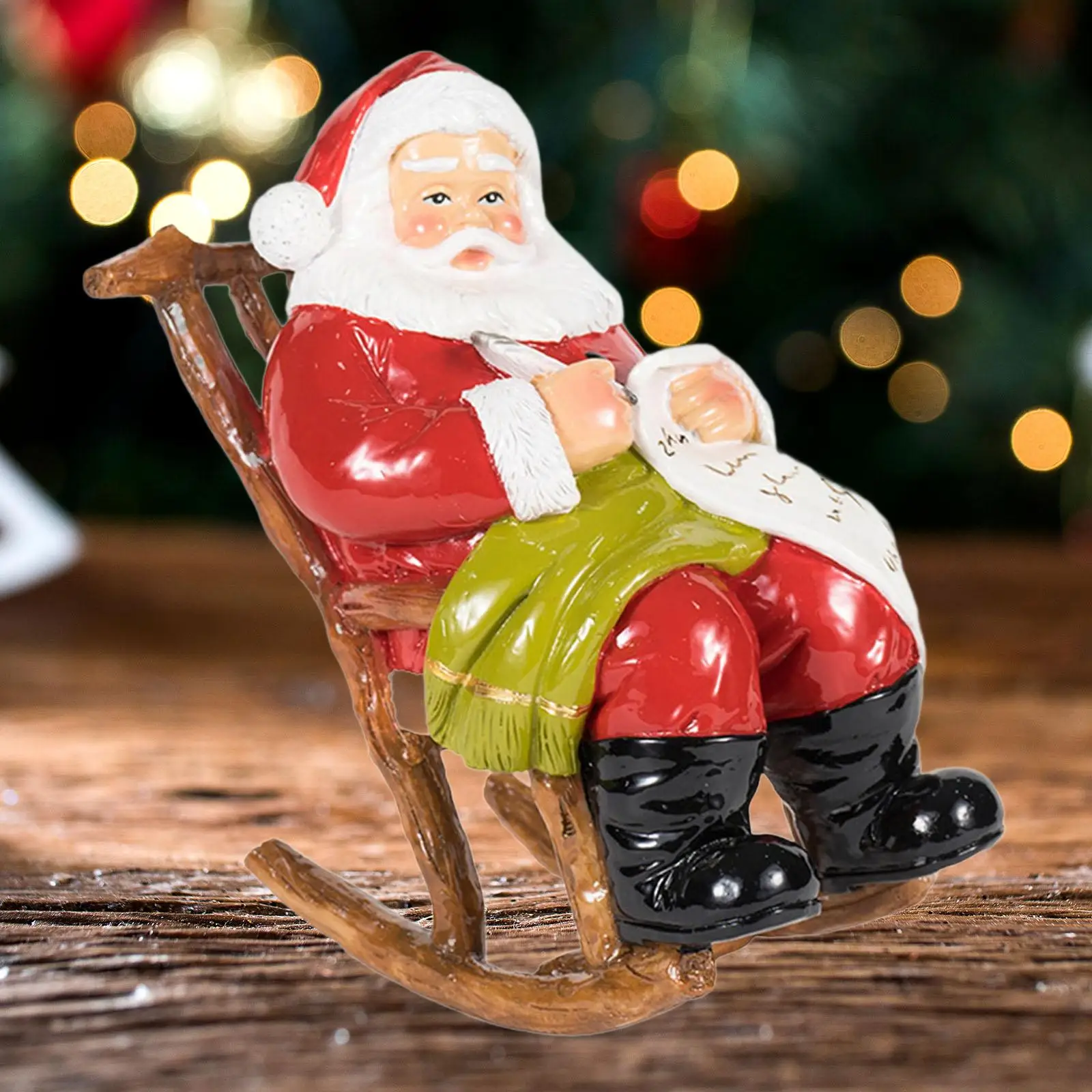 

Santa Claus Figurine Collectible Crafts Christmas Decoration Decorative Sculpture for Desktop Table Mantel Bookshelf Home Decor