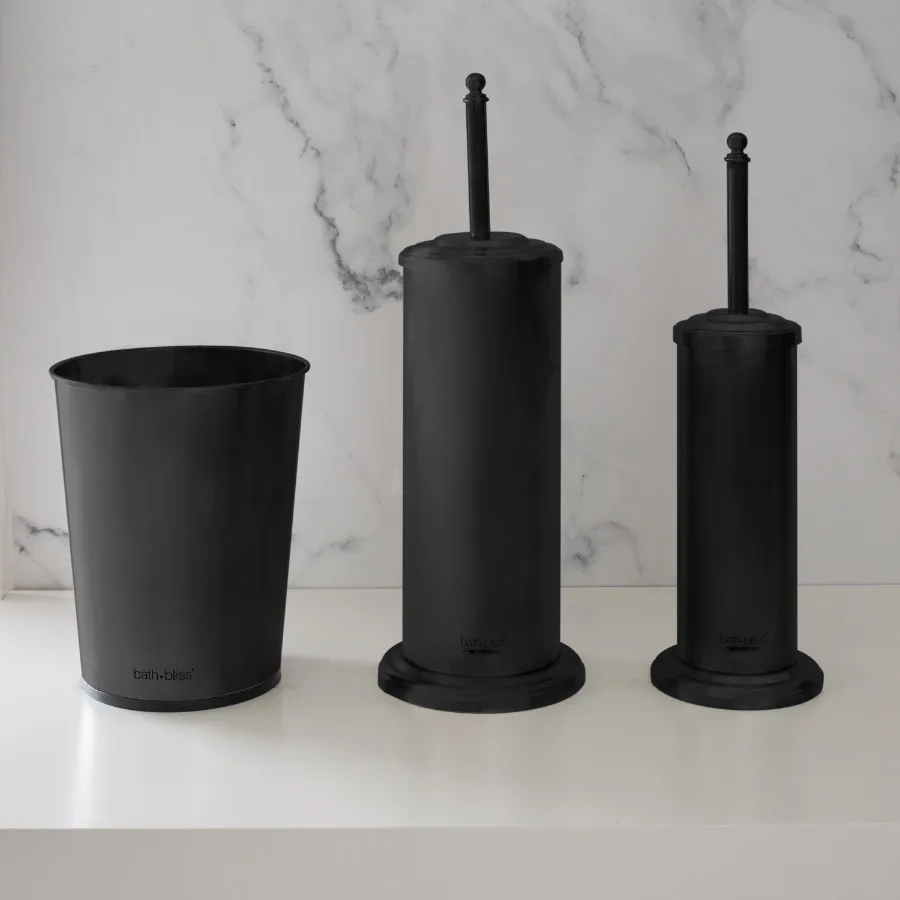 

Matte Black 3-Piece Bathroom Set: Stylish Toilet Brush and Plunger for Modern Spaces Designed for Efficient Cleaning and Enhanc