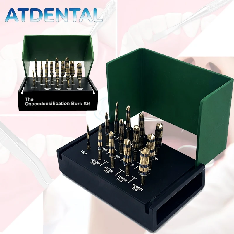 13pcs Dental High-Speed Implant Burs Set Osteotomy Osseodensification Drills Drivers