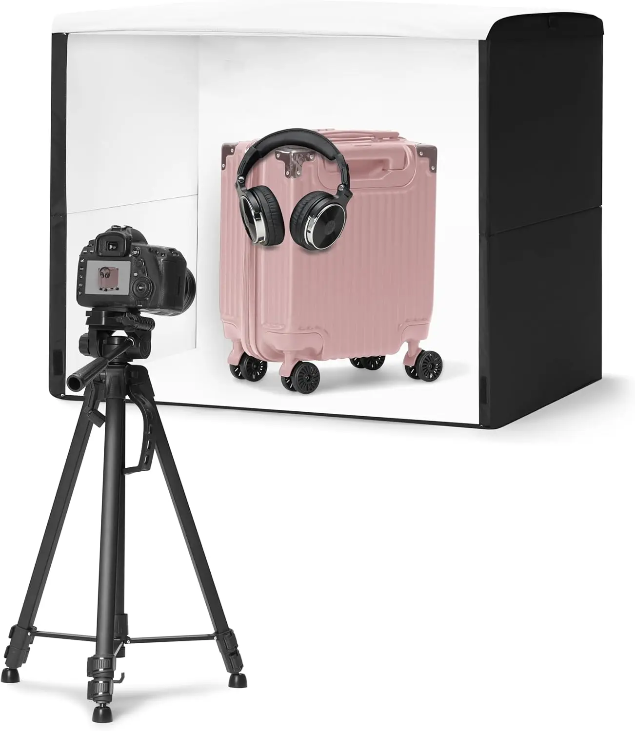 

Large Portable Foldable Photo Studio Box with LED Lights, 25x30x25 Inches, Black