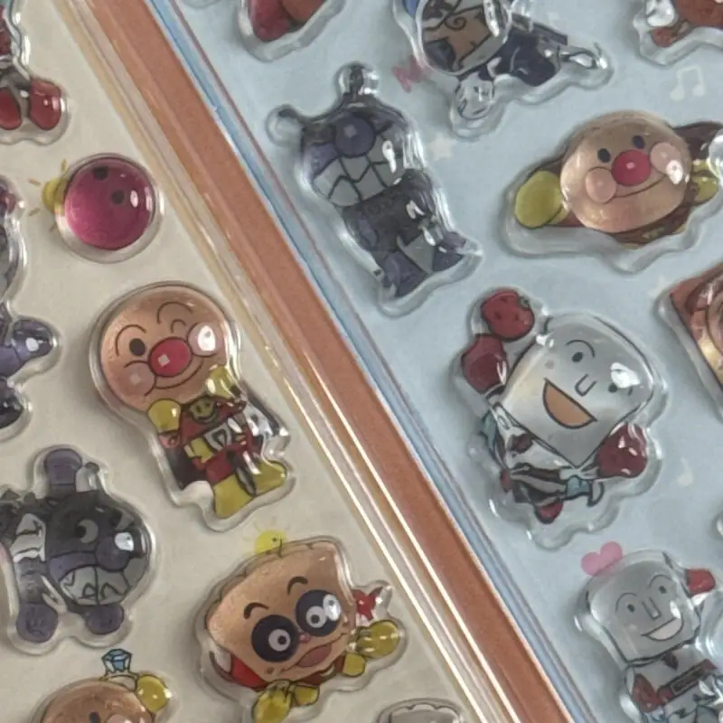 Kawaii Anpanman 3D Relief Sticker Creativity Cartoon Crystal Sticker Diy Phone Case Computer Scrapbook Friendbirthday Gift Toy view 4