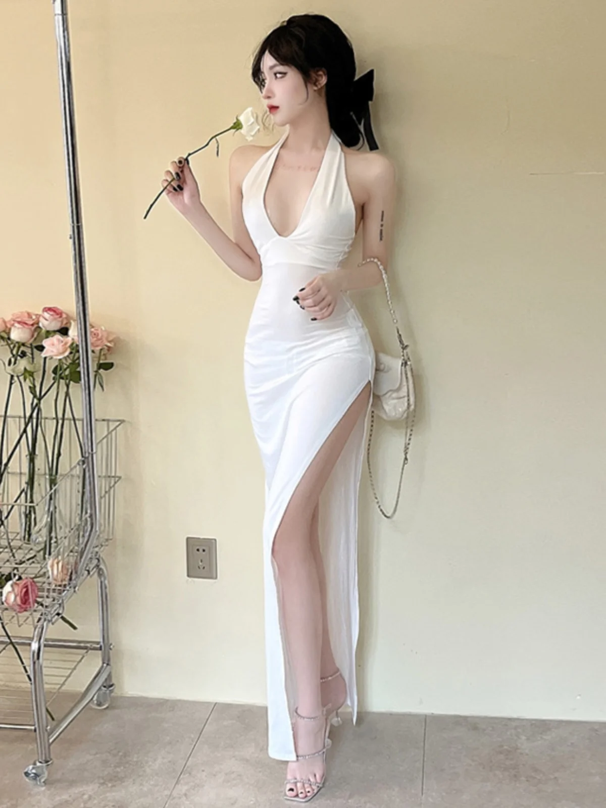 

Sexy Long Evening Gown Bodycon Slim Fit Bal V-Ne Club Girl Trendy High Waist A-Line Dr No Sve Summer Dr