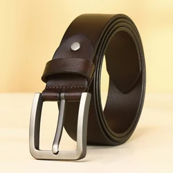 Fashion Vintage Style Pin Buckle Cow Genuine Leather Belts For Men High Quality Mens Belt Jeans Suit Trouser  Luxury