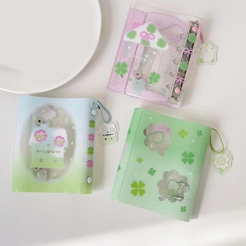Mini Metal Loose-leaf Album Folder Cartoon Lucky Four-leaf Clover Photo Album Idol Photocard Holder Kawaii Photo Protector