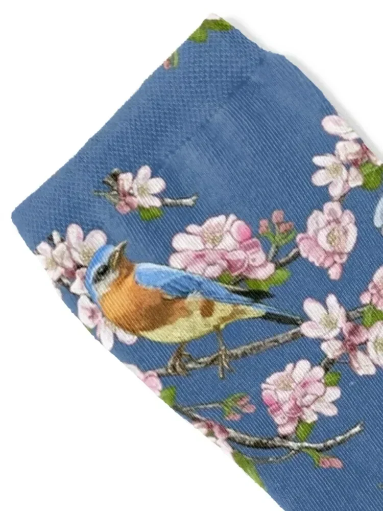 Bluebirds & Apple Blossoms Socks with print winter thermal essential Women Socks Men's