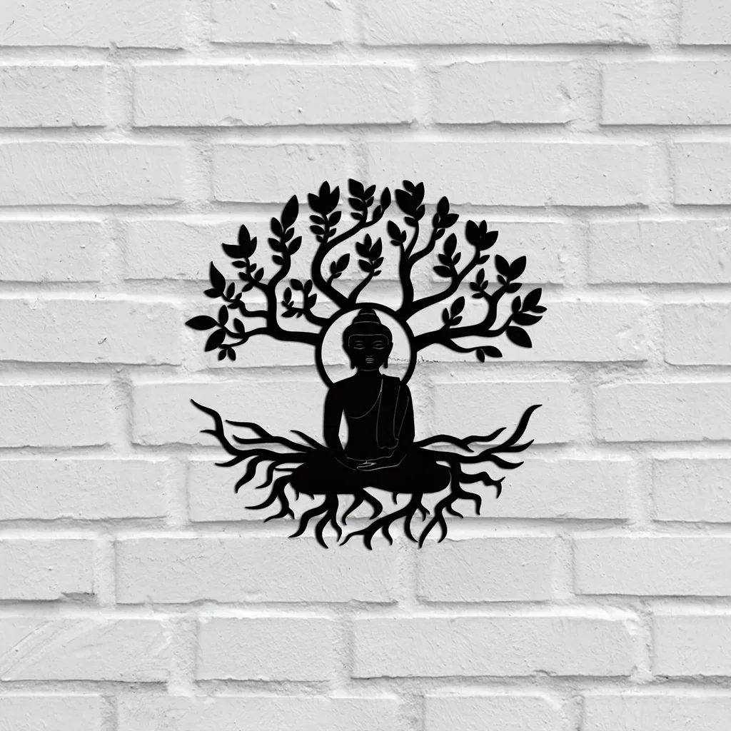 

1pc Metal Home Decor Buddhism Theme Decor Wall Art Decorations Bedroom Sticker Mural Metal Wall Hanging Decor Background