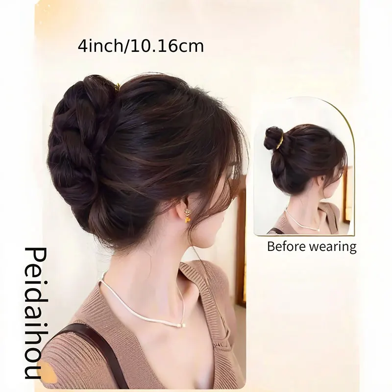 مشبك شعر صناعي بمخلب كعكة شعر مستعار منفوش طبيعي مشبك شعر أسود وبني على شكل كعكة رأس شعر مستعار تمديد للنساء