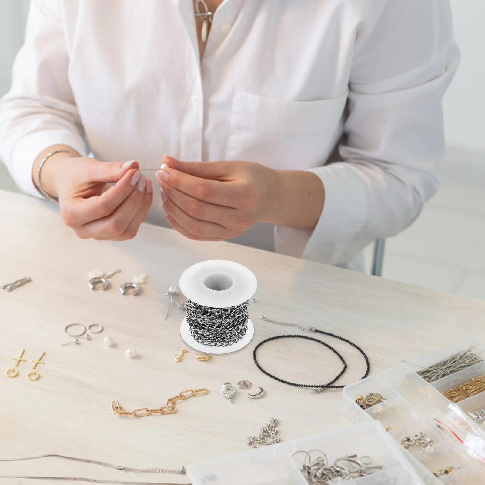 

1 Roll Fine Flattened O Ring Chain for Jewelry Making DIY Necklace Bracelet Craft Chain Roll Aluminum Curb Link for Handmade