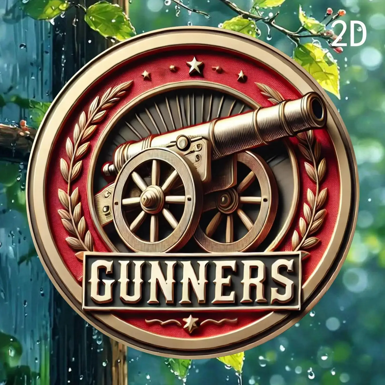 2D Flat, 2D Flat Plane, 1pc British Army Gunner Badge Wall Decor - Vintage Cannon with 
