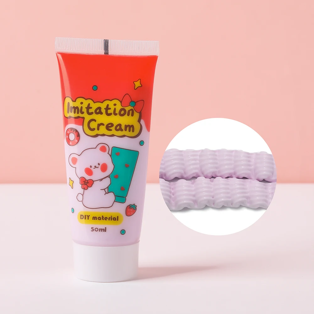 1Pc 50ml Colored Resin Cream Glue for DIY Phone Case Clay Glue Soft Clay Decoration Crafting Jewelry Making Supplies