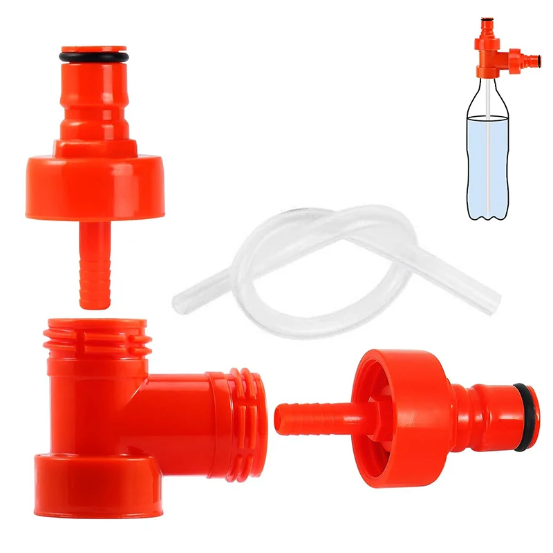 Kit d'embouteillage d'adaptateur en T de bouchon de carbonatation en plastique avec Tube en Silicone 6*9 pour bouteilles en PET de boissons gazeuses à domicile