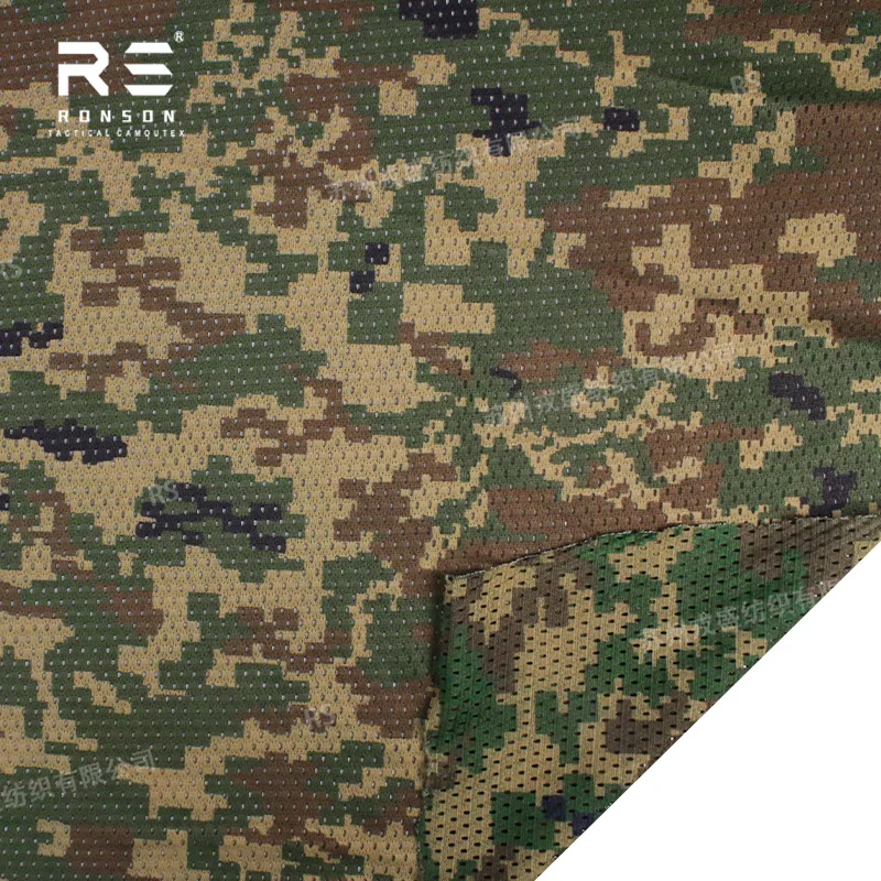 

Malaysian Komando Digital Camouflage 120gsm Light Weight Double Sided Printed Mesh Fabric Stretch for Tactical Gears Face Mask
