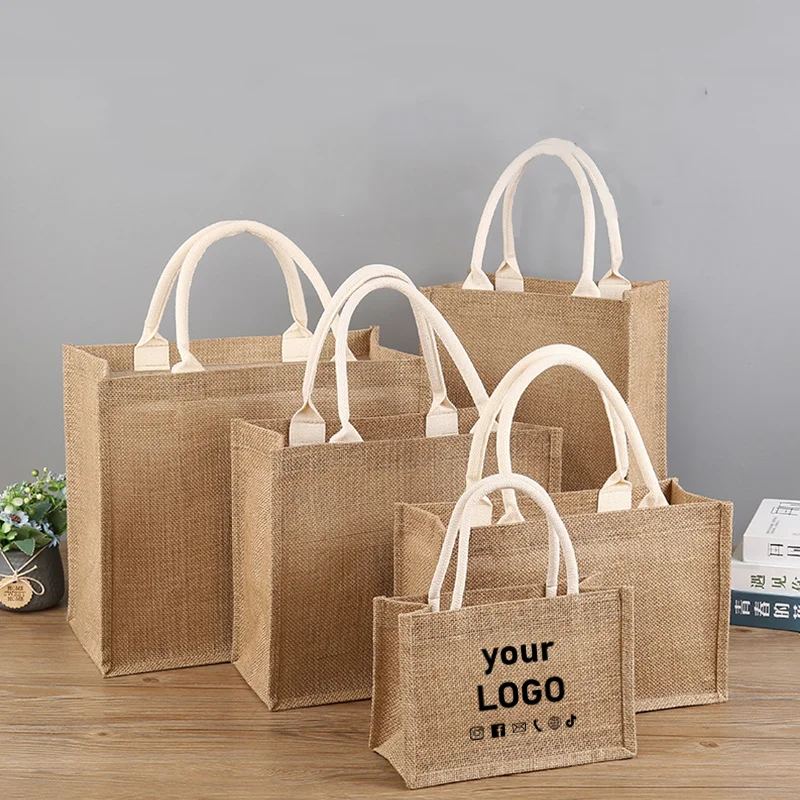 Minimum order of 10 pieces Linen handbag Eco-friendly sewing bag Cotton and linen storage canvas bag Gift bag printing logo