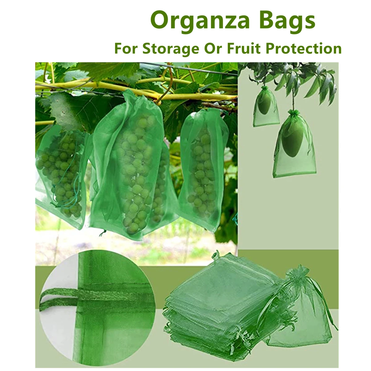 100/50/20Pcs Fruit Protection Bags with Drawstring Fruit Protection Mesh Bag Protective Pouches for Strawberry Organza Gift Bags