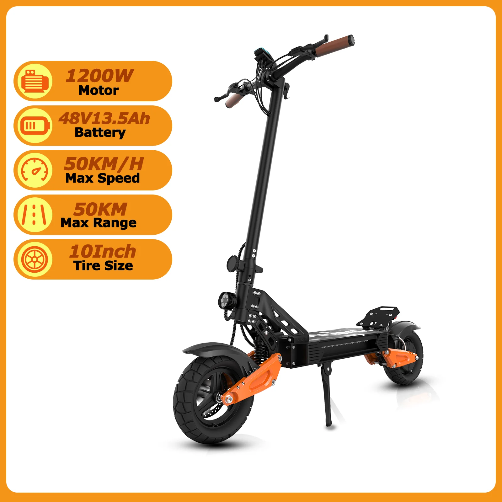 JUICEASE C67Lite Elektrische Scooter 48V13.5Ah High-Cap 1200W Motor 50KM Bereik 50KM/H 10 Inch Vetbanden Off-Road All Terrain Scooter