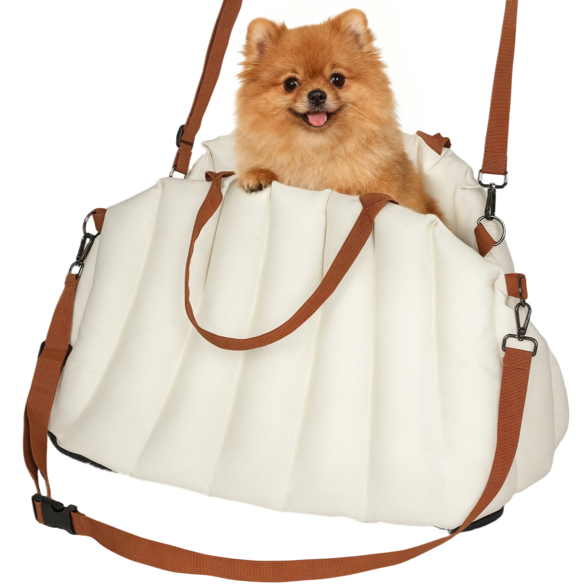 PawHut Asiento de Coche para Perros Pequeños de hasta 5 kg con Cinturón de Seguridad Base Antideslizante y Funda Extraíble