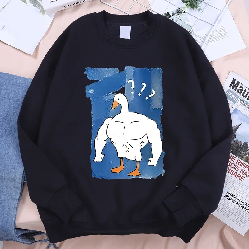 No One Is Stronger Than Me Big White Duck Men Women Hoodies Fleece O-Neck Sweatshirt Simplicity Pullover New Fashion Hoody