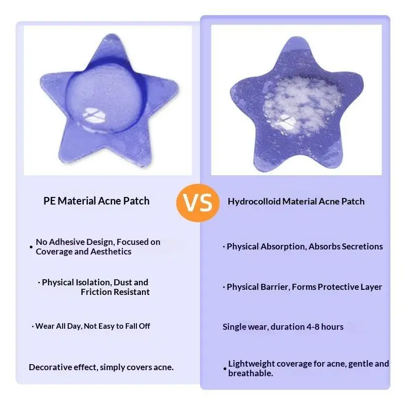 24/40/51/52 Patches Colorful Star Shaped Hydrocolloid  Patches Fast Absorption For Daily Skincare