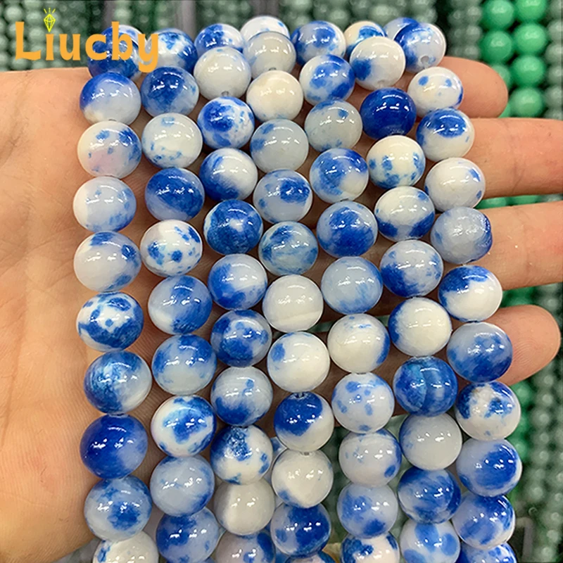 Dark blue Persian Jades DIY Fresh Half chain Accessories finished product Loose Beads For Jewelry Making 15'' Strand 6/8/10/12mm