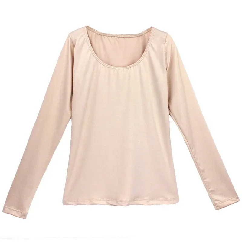 المهنية عارية مرونة عالية الرقص الملابس الداخلية الكبار الفتيات النساء الجمباز/رقص الباليه الجلد اللون قمم طويلة الأكمام #2