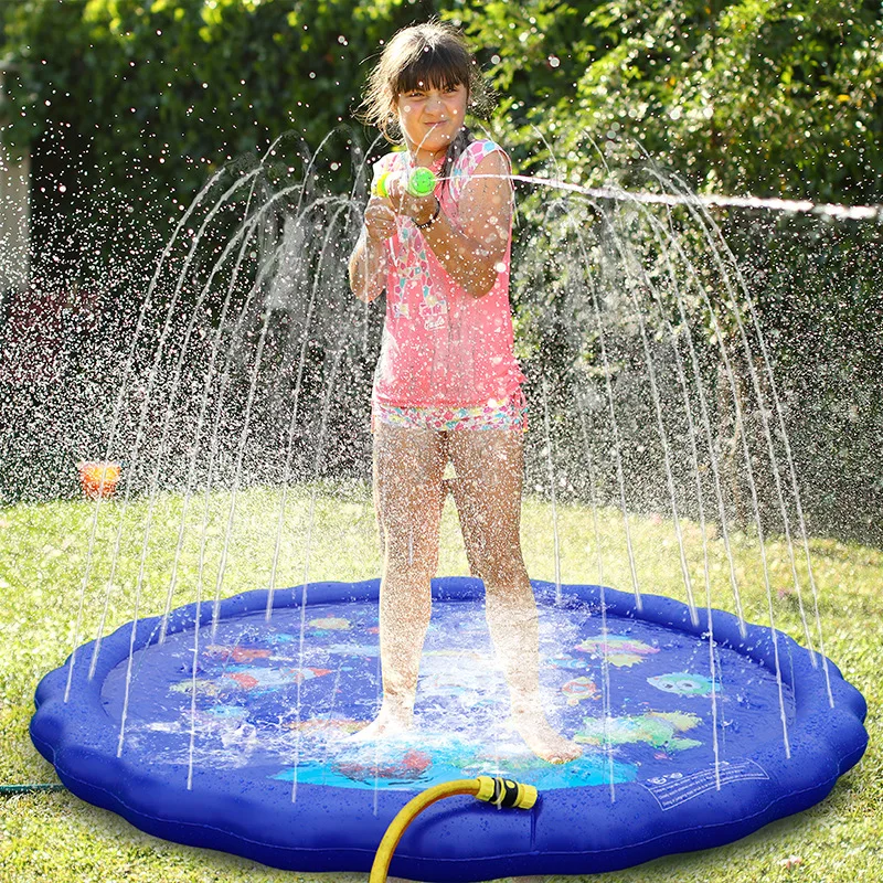 Children's Outdoor Summer Inflatable Toys PVC Water Pad Splashing Water Sprinkler Lawn Play Removable Pool Outdoor Games