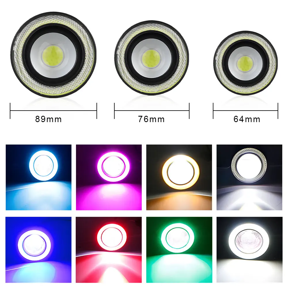 2.5 بوصة عيون الملاك هالة حلقة الضباب الخفيف 12 فولت السيارات تعديل سيارة LED COB المصباح لمبة العارض Led DRL لادا الطرق الوعرة السيارات