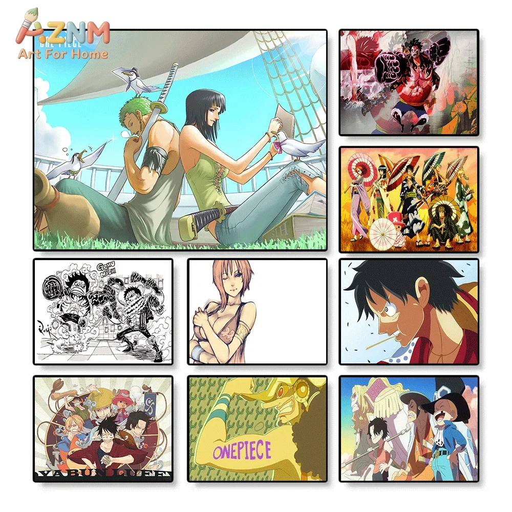 VIVID GEM 5D DIY Full Drill One Piece Zoro Robin Diamond Painting Manga Cover Cross Stitch Living Room Decor Birthday Gift