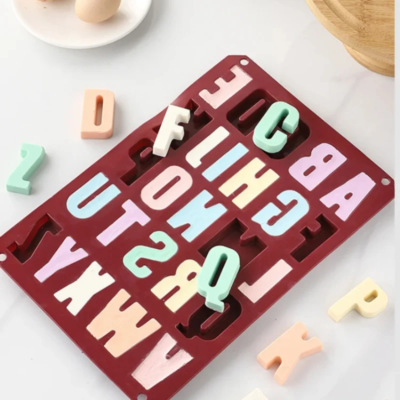 DIY 26 letras en inglés molde para hornear grande herramienta de decoración de velas de caramelo de silicona para fiesta Festival yeso hormigón azúcar volteando