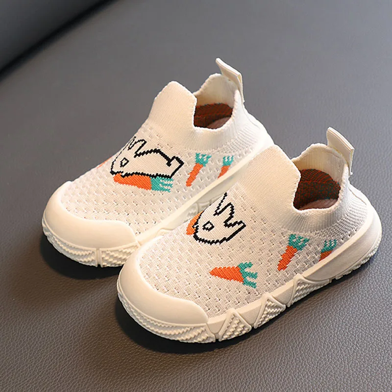 2023 Boy Girl Flats Child Cartoon Sport Toddler Shoes Children Knitted Elastic Socks Shoes Soft Sole Kids Net Sneakers CSH1473