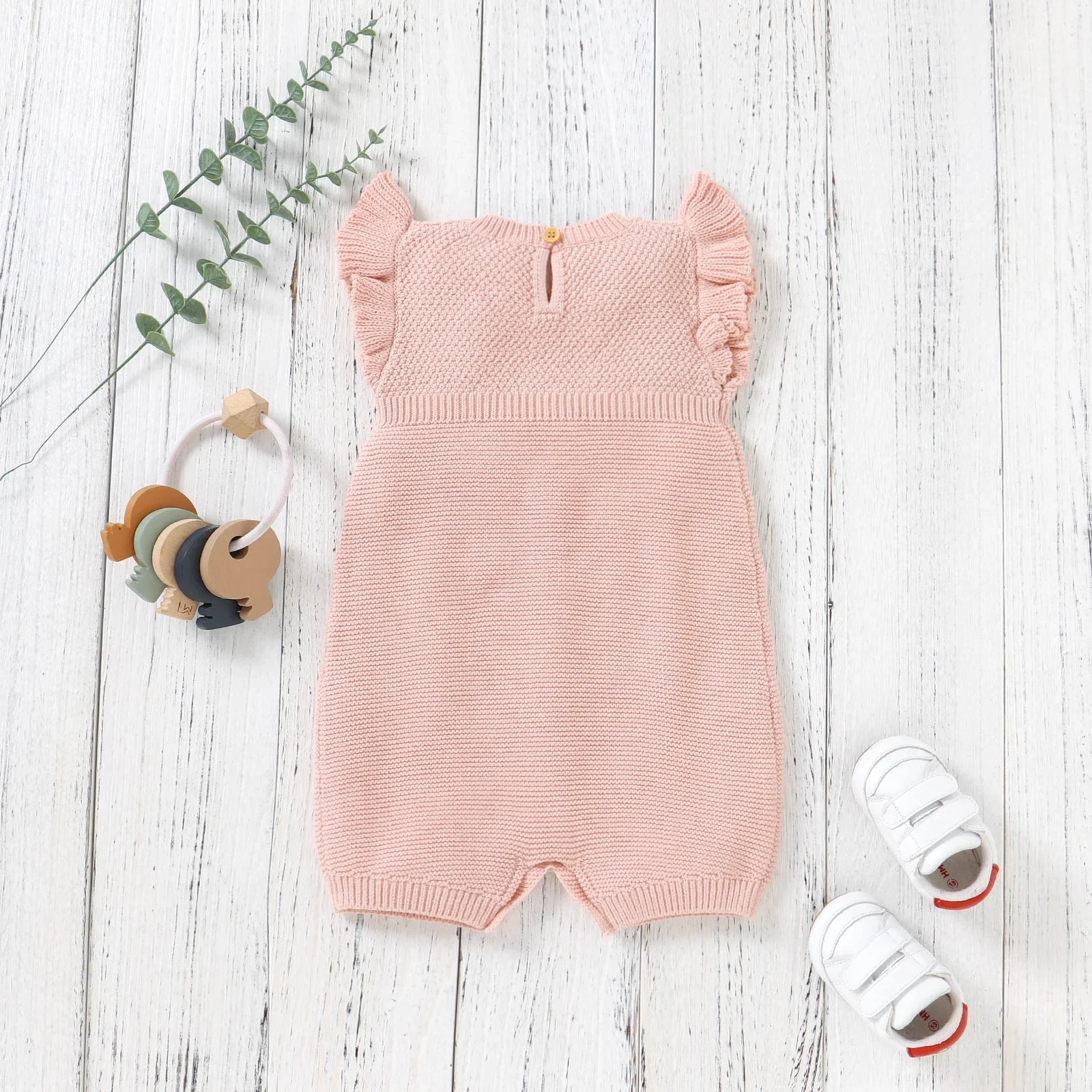 Baby Romper Cotton Knit Infant Girl Newborn Jumpsuits Sleeveless Fashion Solid Ruffles Toddler Clothes 0-18M Tie Overalls Summer