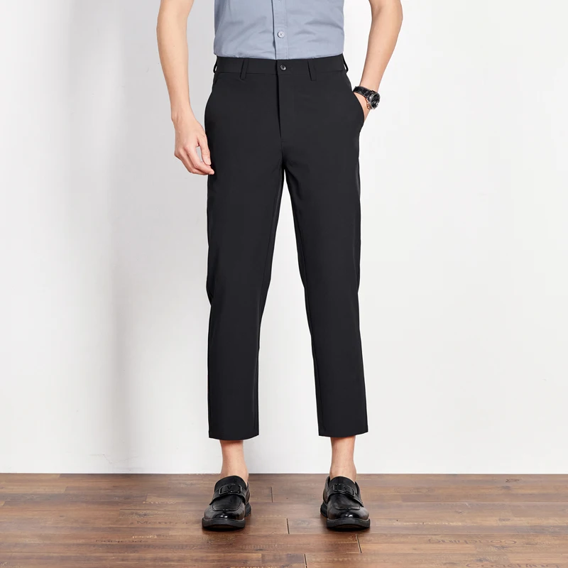 

Light Luxury Nine-point Trousers For Men's 2026 New Summer Mulberry Silk Thin Middle-aged Men's Business 9-point Casual Pants