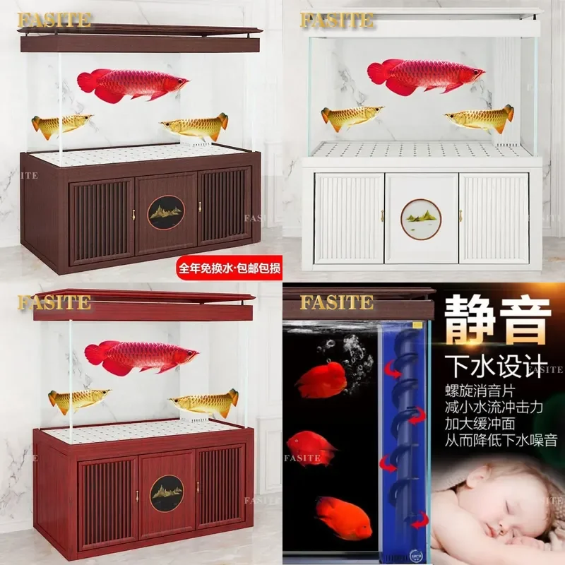 For Household Integrated Dragon Fish Tank Professional Grade Medium Large Aquarium Set with Screen Partition Self Cleaning