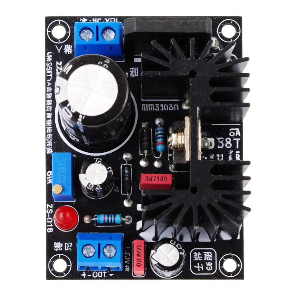 For LM317 For LM338 Variable Output Module Adjustable PSU Board For Testing Black Thick Aluminum Heatsink For LM317