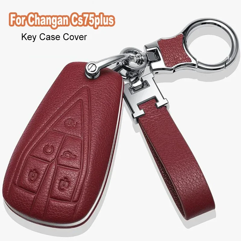 

For Changan Cs75plus Unit Eado Univ Unik Cs55plus Leather Car Key Case Cover Keychain Keyring Bag Accessories