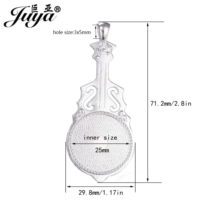 10 teile/los 25mm Cabochon Basen Gitarren form Vintage Anhänger Tablett Charme für DIY Schmuck Herstellung Handwerk Ergebnisse Zubehör – Detail 1