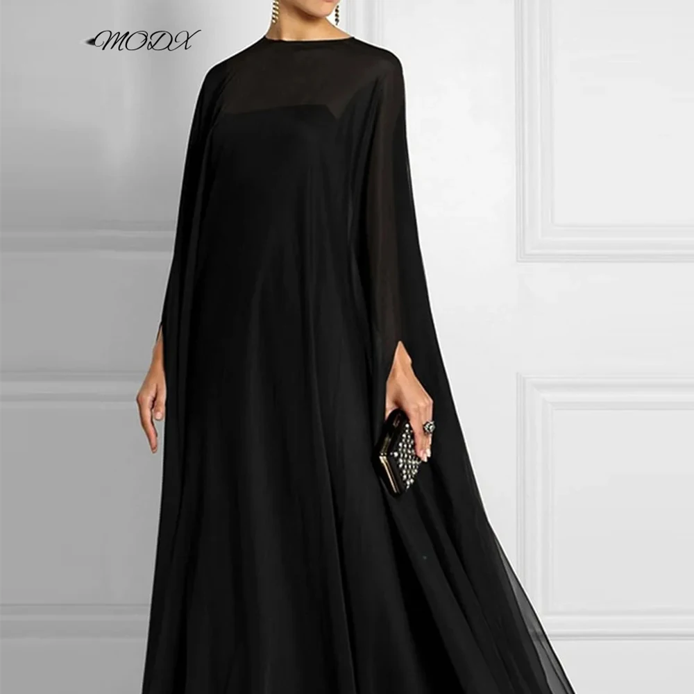 

MODX Elegant Black Evening o Neck Mermaid Women's Evening Dresses Long Sleeve Trumpet Floor Length Simple Formal Dresses