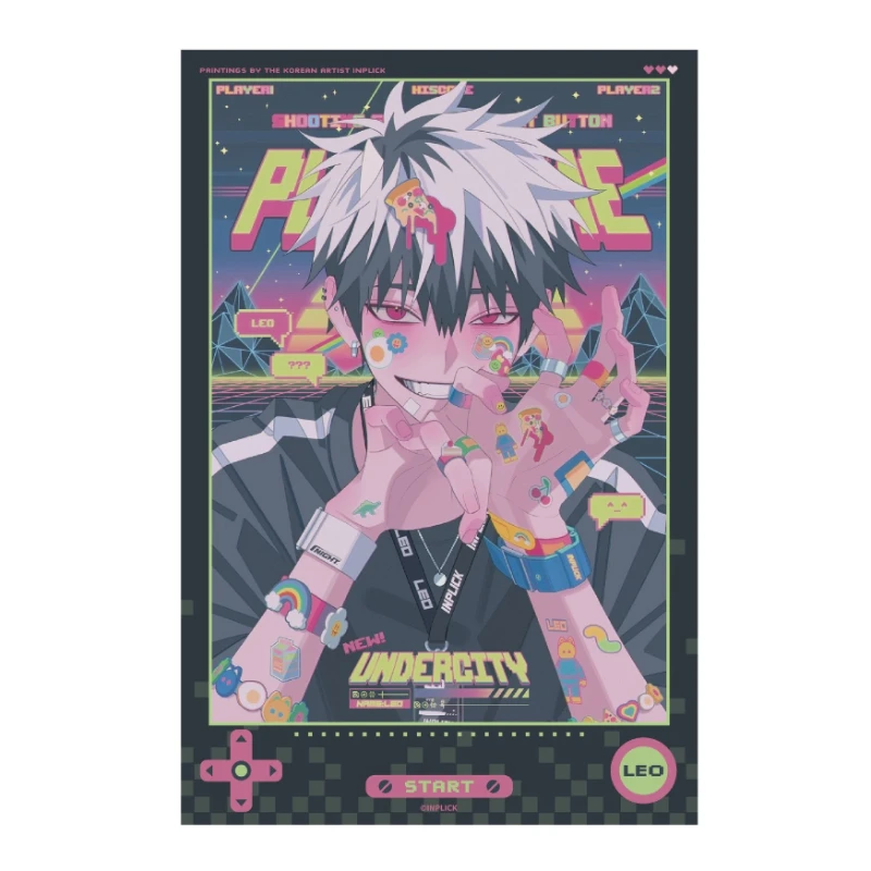 INPLICK Original OC Leo Merchandise Shikishi Board, Polaroid-style Card and Badge, Collectible Gift for Fans
