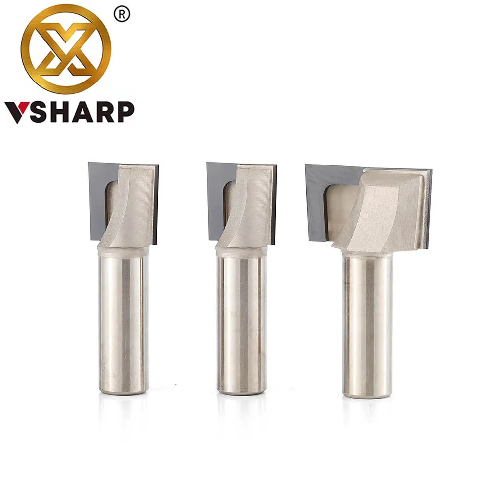 Vsharp-Carpintaria Cortador, Slotter Machine, CNC Engraving Tool, PCD Router Bit, Limpeza De Diamante, Bottom End Moinho, 1/2 Shank