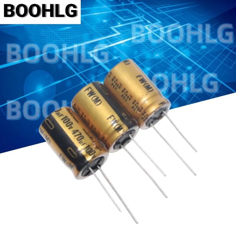 FW Gold Audio Capacitor 100V 470UF 16X25mm Low ESR Fever Grade Aluminum Electrolytic Capacitor For Amplifier HIFI Audio DIY